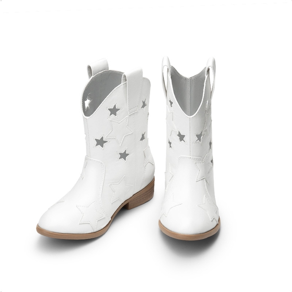Girls' Stylish Western Cowgirl Boots - WHITE - 4